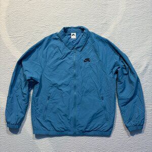 Nike SB Zip Up Skate Bomber Jacket Blue Mens L Lightweight Jacket Zip Skater